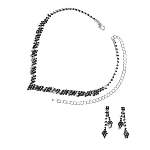 Fcnjsao Funkelnde Kristall-Strasssteine, Braut-Accessoire-Set, stilvolle Halskette und Ohrringe, Ornament, handgefertigt, Damen-Accessoires von Fcnjsao
