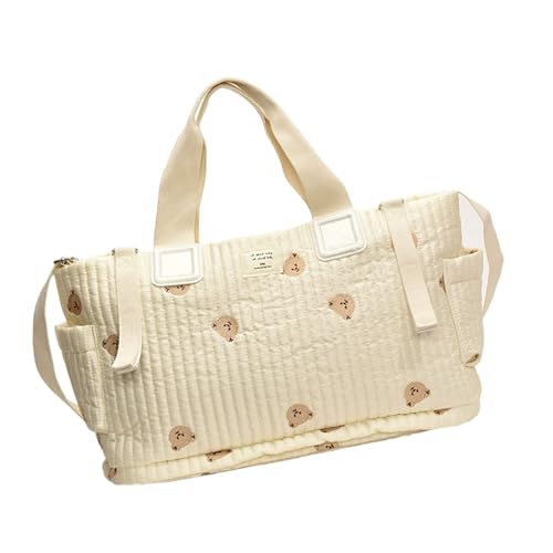 Fcnjsao Große Kapazität Mama Tasche Handtasche für einfache Aufbewahrung von Babyflaschen und Windeln mit gesticktem Design, Bärenmodell von Fcnjsao