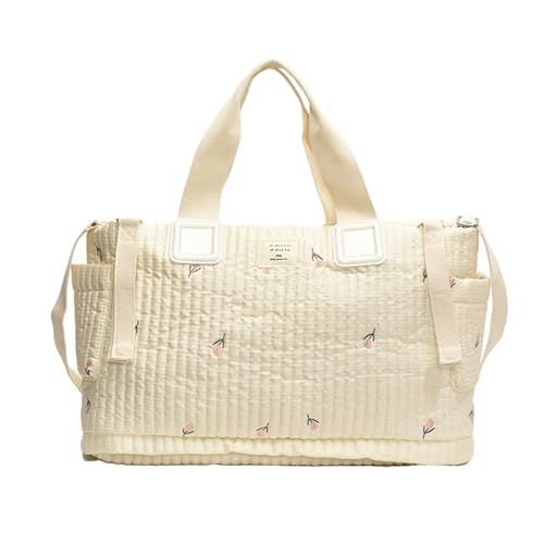 Fcnjsao Große Kapazität Mama Tasche Handtasche für einfache Aufbewahrung von Babyflaschen und Windeln mit gesticktem Design, blumenmuster von Fcnjsao
