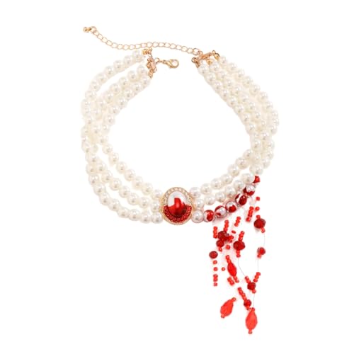 Fcnjsao Halloween-Bluttropfen-Choker-Halskette, Armbänder, Ohrringe, Gothic-Party-Schmuck, Damen, tropfendes Blut, Choker-Halskette, Perle Fcnjsao Halloween-Bluttropfen-Choker-Halskette, Armbänder, Ohrringe, Gothic-Party-Schmuck, Damen, tropfendes Blut, Choker-Halskette, Perle von Fcnjsao