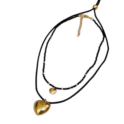 Fcnjsao Halskette in Liebesform mit Kristallen, weibliches Temperament-Netz, Schlüsselbeinkette, koreanische Version, Student, einfacher Schmuck, Legierung + Reisperlen von Fcnjsao