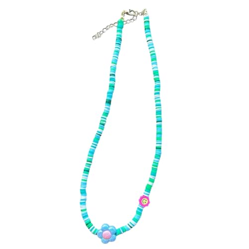 Fcnjsao Halskette mit Blumen-Anhänger in Regenbogenfarben, für Damen, Bohemian-Perlenkette, Choker, Dopamine-Halskette, süßer Schmuck, Polymer-Ton Fcnjsao Halskette mit Blumen-Anhänger in Regenbogenfarben, für Damen, Bohemian-Perlenkette, Choker, Dopamine-Halskette, süßer Schmuck, Polymer-Ton von Fcnjsao