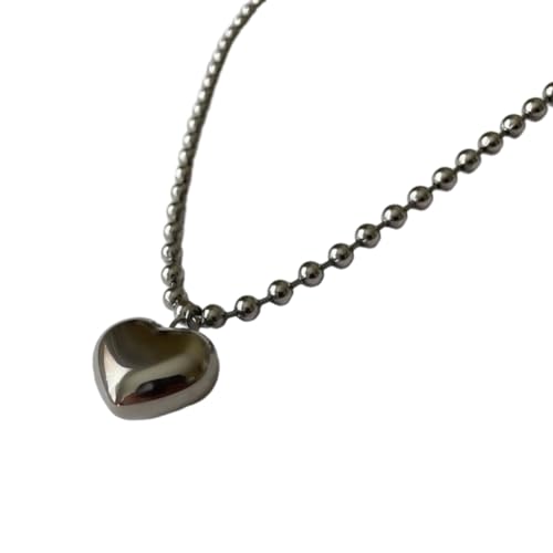 Fcnjsao Halskette mit einfachem Herzanhänger, koreanisch, verstellbar, Punk, Seil, Schlüsselbeinkette für Damen und Mädchen, Schmuck, Bead chain, Metall von Fcnjsao