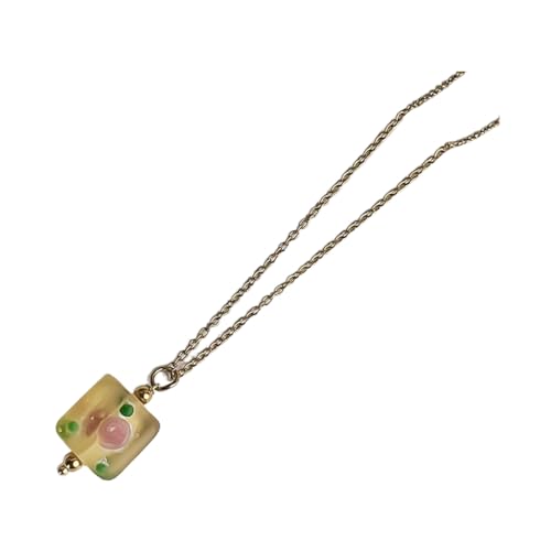 Fcnjsao Halskette mit quadratischem Blumenanhänger, süßer Choker, schlichter geometrischer Charm, Halskette, Edelstahl, Grün, Metall Fcnjsao Halskette mit quadratischem Blumenanhänger, süßer Choker, schlichter geometrischer Charm, Halskette, Edelstahl, Grün, Metall von Fcnjsao