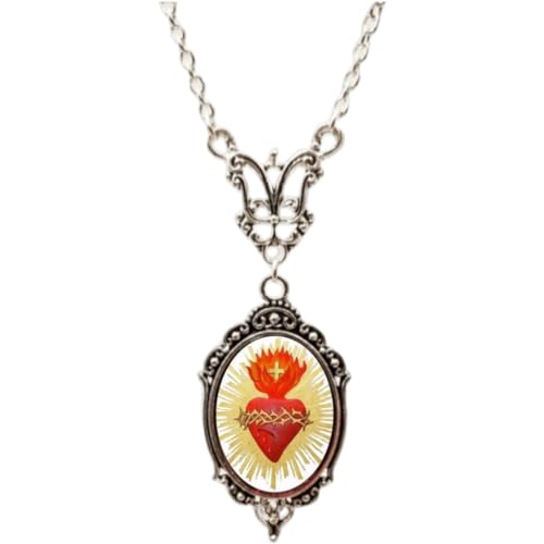 Fcnjsao Halsketten für Damen, Schmuckanhänger, Halskette, geprägt, oval, Spitzenrahmen, Schlüsselbeinkette, Halsband, Jahrestag, Geburtstag, Metall Fcnjsao Halsketten für Damen, Schmuckanhänger, Halskette, geprägt, oval, Spitzenrahmen, Schlüsselbeinkette, Halsband, Jahrestag, Geburtstag, Metall von Fcnjsao