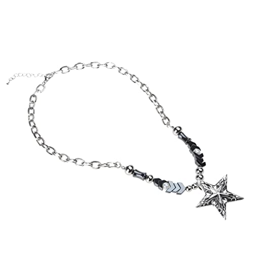 Fcnjsao Halsketten für Damen, Stern-Anhänger, Schlüsselbein-Halskette, vordekorativ, stilvolle Halskette, Schmuck, Choker-Halskette, Geschenk von Fcnjsao