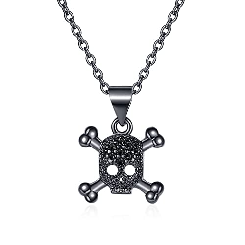 Fcnjsao Halsketten für Damen, europäische und Zirkonia, Totenkopf-Halskette, weiblich, Halloween, Retro, Punk, Ohrringe, Set, Zubehör, Kupfer von Fcnjsao