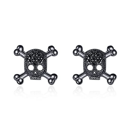 Fcnjsao Halsketten für Damen, europäische und Zirkonia, Totenkopf-Halskette, weiblich, Halloween, Retro, Punk, Ohrringe, Set, Zubehör, Kupfer von Fcnjsao