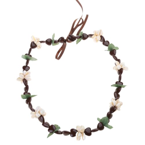 Fcnjsao Handgefertigte Halskette mit Kranz, zarte Blumen-verzierte Perlen-Halskette, Abschlussseil 2024, Partyzubehör, Acryl von Fcnjsao