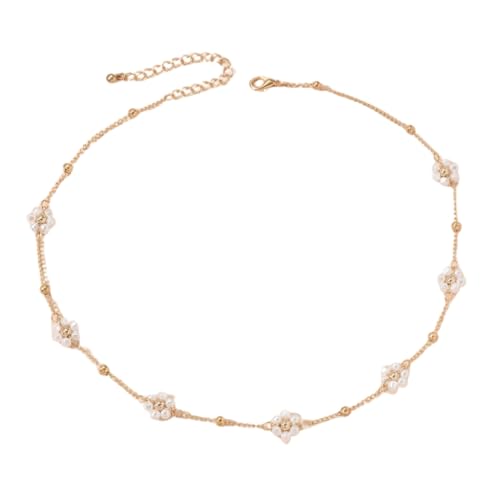 Fcnjsao Handgefertigte Perlenkette mit Blume, eleganter und romantischer Blumenperle, Choker-Schmuck für Frauen und Mädchen, Hochzeitsschmuck Fcnjsao Handgefertigte Perlenkette mit Blume, eleganter und romantischer Blumenperle, Choker-Schmuck für Frauen und Mädchen, Hochzeitsschmuck von Fcnjsao