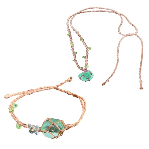 Fcnjsao Handwerkliches Steinnetz und Halskette, elegante gemischte Materialien, Netzstein-Halsketten-Set für Damen von Fcnjsao