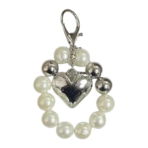 Fcnjsao Herz Bowknot Perlen Charme Keychains Süße Schöne Anhängerbehänge Orament Keyring Rucksack Dekoration Für Frauen Mädchen von Fcnjsao