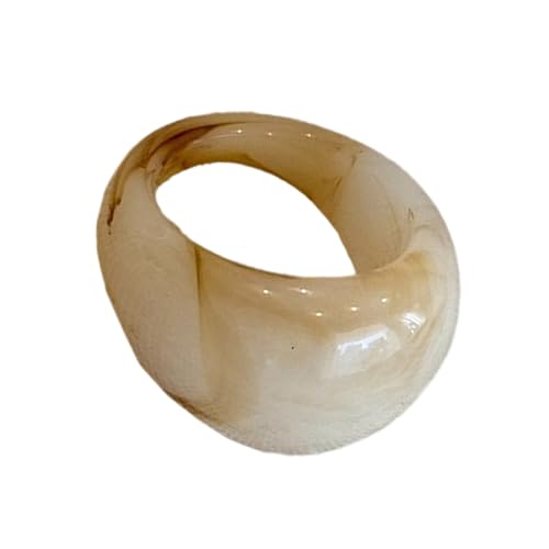 Fcnjsao Künstlerischer Acryl-Fingerschmuck, dicke Ringe, bunte Kunstharz-, Acrylkuppelringe, dick, breit, stapelbar, Fingerschmuck, Einheitsgröße, Wie beschrieben, Wie beschrieben von Fcnjsao