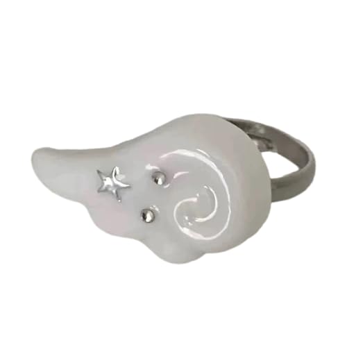 Fcnjsao Leichte stapelbare Engelsflügel-Ringe mit Zirkonia, trendige Strasssteine, Legierung, Fingerschmuck für Mädchen, Party, Date, Engelsflügel, Zirkonia von Fcnjsao