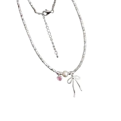 Fcnjsao Mehrzweck Damen Halskette mit süßen Bowknot Designs und Zirkonia auf Schlangenkette für trendige Frauen den täglichen Gebrauch von Fcnjsao