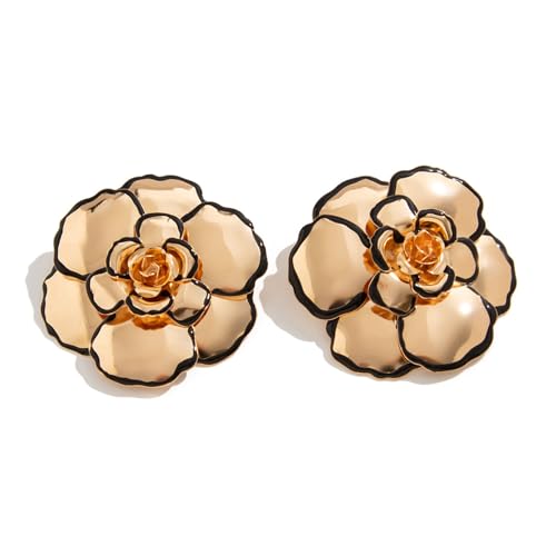 Fcnjsao Metalltropfen, Öl, übergroße Blumen-Ohrringe/Halskette, überdimensionale Blumenaccessoires, Schmuck, Damen-Modeschmuck, Einheitsgröße, Wie beschrieben, Wie beschrieben von Fcnjsao