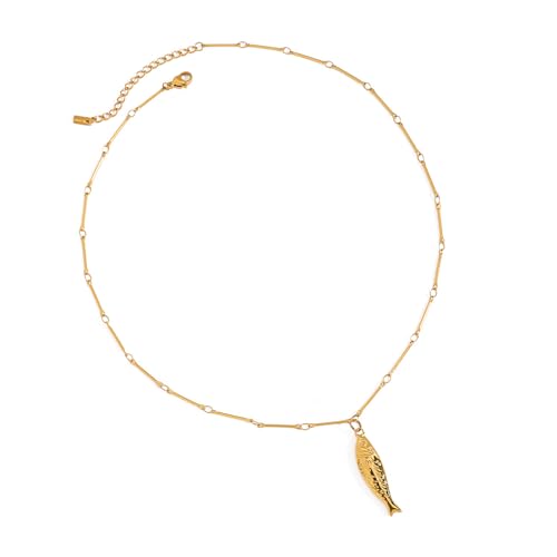 Fcnjsao Minimalistischer Fisch-Anhänger, baumelnde Ohrringe/Halskette, Edelstahl-Schmuckzubehör für den täglichen Gebrauch oder besondere Anlässe, vielseitiger Schmuck für den täglichen Gebrauch von Fcnjsao