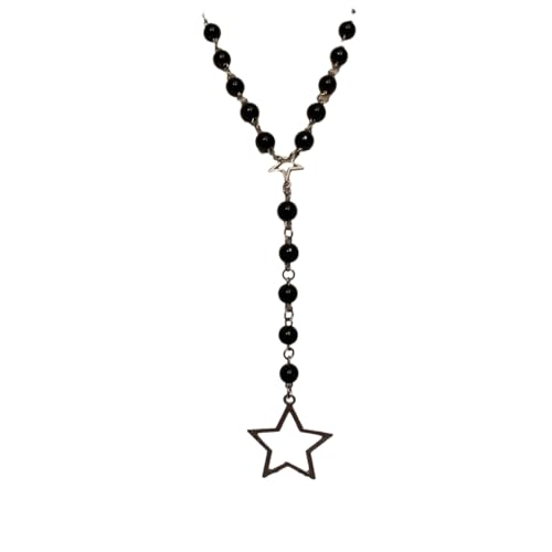 Fcnjsao Modische Halskette mit Stern-Blumen-Anhänger, süßes Halsband, Schlüsselbein-Kette, Statement-Schmuck, einfache Halskette für Mädchen, Legierung und Perlen von Fcnjsao
