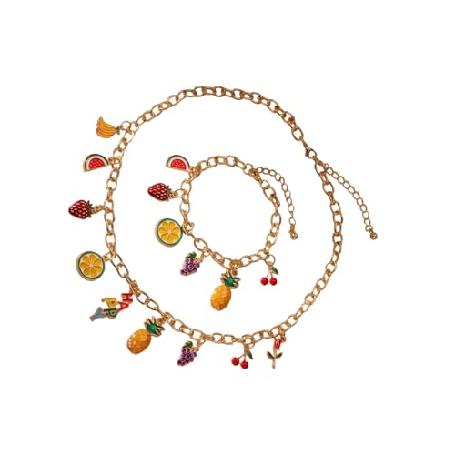 Fcnjsao Modisches Obst-Schmuck-Set, Edelstahl-Armband und Halskette für den täglichen Gebrauch und besondere Anlässe, Obstanhänger-Halskette von Fcnjsao