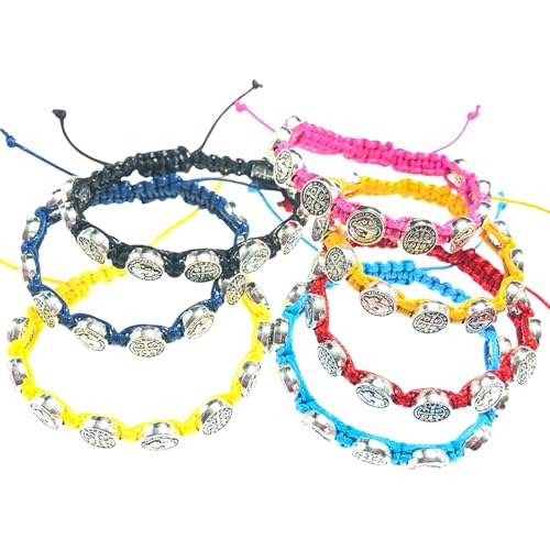Fcnjsao Packung Von 12 Einstellbaren Benediktiner Medaillen Armbänder Gewebt Verstellbare Armbandketten Spiritueller Schmuck Für Männer Und Frauen von Fcnjsao