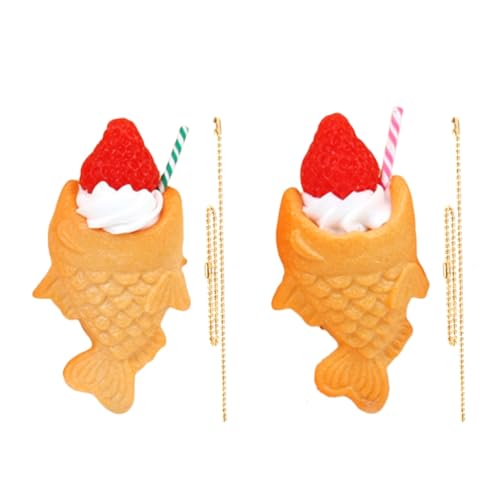 Fcnjsao Packung mit 2 hübschen Kuchen-Schlüsselanhängern in Form eines Taiyaki-Fischs. Robuste PVC-Materialien mit eleganter, le Fcnjsao Packung mit 2 hübschen Kuchen-Schlüsselanhängern in Form eines Taiyaki-Fischs. Robuste PVC-Materialien mit eleganter, le von Fcnjsao