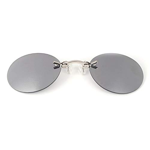 Fcnjsao Retro-Sonnenbrille, rund, Vintage, Unisex, Nasenklammer, Metall, Brillen-Halter, Display, silber von Fcnjsao