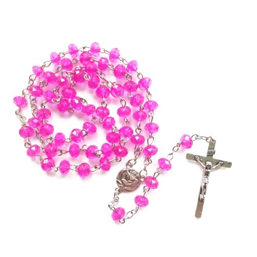 Fcnjsao Rosenkranz, Kreuzform, Kristall, Nachahmung, Kristall, leicht, luxuriös, gebogene Nadel-Perlenkette von Fcnjsao