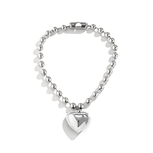 Fcnjsao Schmuck Edelstahl Liebesform Anhänger Halskette für Frauen Mode Punk Koreanischer Charme Ästhetische Herz-Halskette, S, Metall von Fcnjsao