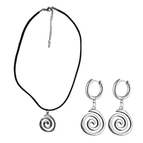 Fcnjsao Schmuck-Set, verstellbare Kordel-Halskette, Tropfenohrringe, moderne baumelnde Ohrringe, einzigartiger Schmuck, geeignet für besondere Anlässe von Fcnjsao