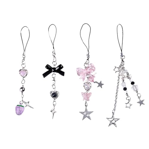 Fcnjsao Set Von 4 Niedlichen Kartenketten Mobiltelefon Dangle Einzigartige Schlüsselreine Stilvolle Telefondekorationen Für Verschiedene Anlässe Geeignet von Fcnjsao