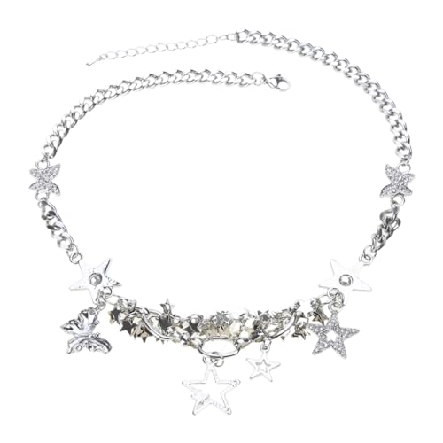 Fcnjsao Stern-Choker-Halskette für Damen und Mädchen, hohler Stern, Schmetterling, Schlüsselbein-Halskette, Modeschmuck, süße, coole Halskette von Fcnjsao