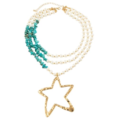 Fcnjsao Stilvolle, mehrschichtige Halskette mit Sternanhänger, Perlen, Schlüsselbeinkette, Accessoire für modebewusste Frauen, style, Kunstperlen und Legierung Fcnjsao Stilvolle, mehrschichtige Halskette mit Sternanhänger, Perlen, Schlüsselbeinkette, Accessoire für modebewusste Frauen, style, Kunstperlen und Legierung von Fcnjsao