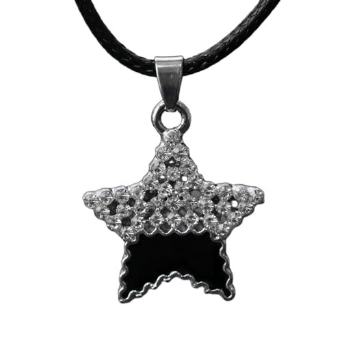 Fcnjsao Stilvolle Gothic-Halskette mit fünfzackigem Sternanhänger, verstellbare Lederseil-Kette für den täglichen Gebrauch, Seil aus Metalllegierung von Fcnjsao