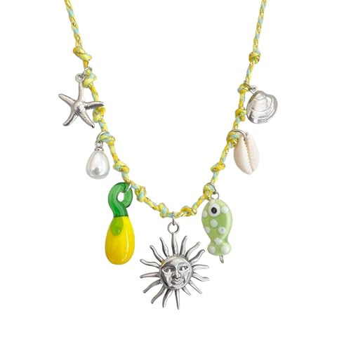 Fcnjsao Stilvolle Ozeanik-inspirierte Seestern-Perlen-Halskette für Frauen mit stabilen Kupfer-Designs und einzigartigen Anhängerstilen, Strand-Halsketten-Designs, Einheitsgröße, Wie beschrieben, Wie von Fcnjsao