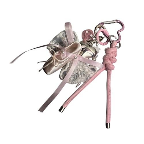 Fcnjsao Stilvolle Telefonkette Ballettschuh Anhänger Schlüsselbund Mit Spitze Bowknot Handgefertigtes Schlüsselringhandtaschenzubehör Für Frauen von Fcnjsao