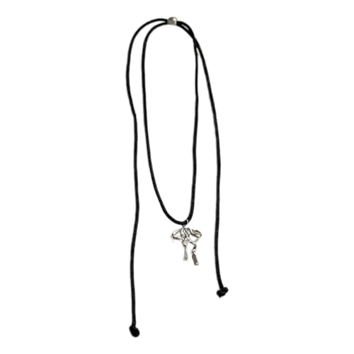 Fcnjsao Verstellbare Zugschnur Schlüsselbein Kette Schmetterling Anhänger Halskette für Frauen Mädchen Bequemes Seil Halskette Zubehör, Legierung + geflochtenes Seil von Fcnjsao