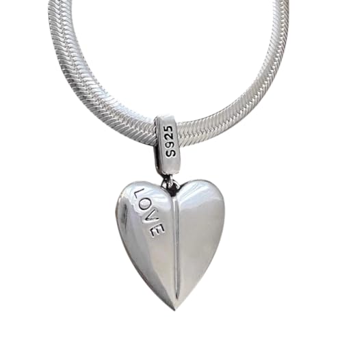 Fcnjsao Vintage Schlangenknochenkette 2023 Trend Liebesherz Charm Halskette Herzform Anhänger Halskette Geburtstag für Frauen Mädchen von Fcnjsao