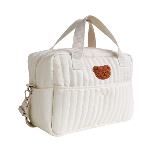 Fcnjsao Wickeltasche mit gesticktem Muster, spritzwassergeschützt, großes Fassungsvermögen, für Mütter, Reisen, Aufbewahrung, Damen, Schultertasche, Ausflüge, Einzelner Bär, Small von Fcnjsao