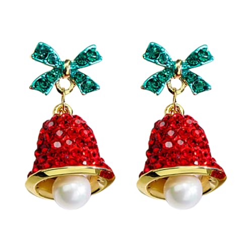 Ferienzeit Dangle Ohrringe Weihnachten Bowknotglocken Form Ohrringe Mit Strasssteinen Und Perlen Frauen Ornamente von Fcnjsao