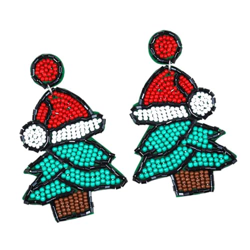 Handgefertigte Perlen-Strass-Ohrringe, stilvolle Urlaubs-Ohrstecker, modisches Weihnachtsschmuck-Accessoire für Partys von Fcnjsao