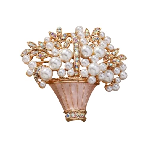 Handwerkliche blaue Blumenkorb-Brosche, allergieresistent, Legierung, Schmuck mit Sicherungsnadel für Outfits, Taschen und Kappen, modisches Mehrzweck-Blumen-Accessoire, Einheitsgröße, Wie beschrieben von Fcnjsao