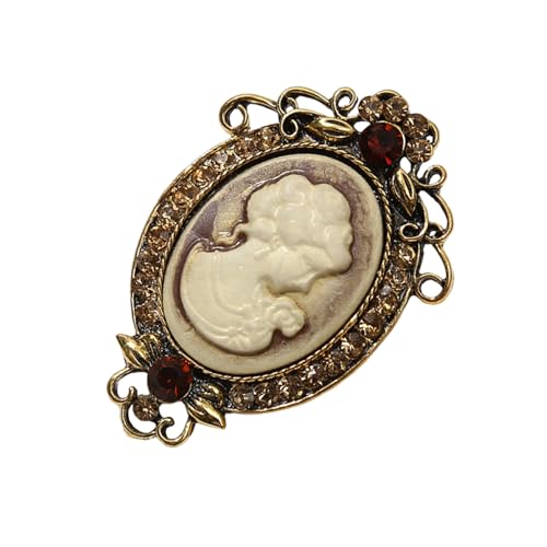 Klassische Kamee-Porträt-Brosche, Retro-Design, filigranes Design mit stabiler Legierung, Damenbekleidung, Accessoire zum Verschenken, robuste Legierung, Kamee-Schmuck, Einheitsgröße, Wie beschrieben von Fcnjsao