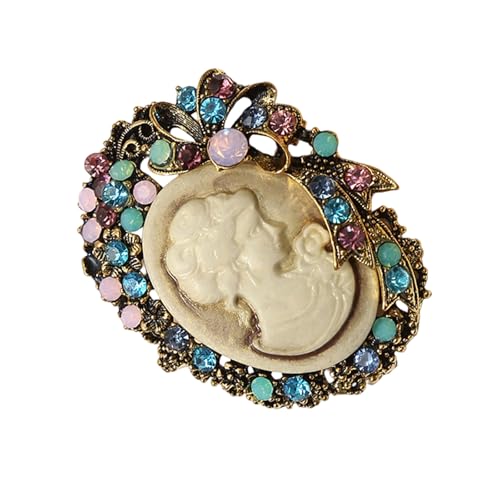 Klassische Kamee-Porträt-Brosche, Retro-Design, filigranes Design mit stabiler Legierung, Damenbekleidung, Accessoire zum Verschenken, robuste Legierung, Kamee-Schmuck, Einheitsgröße, Wie beschrieben von Fcnjsao