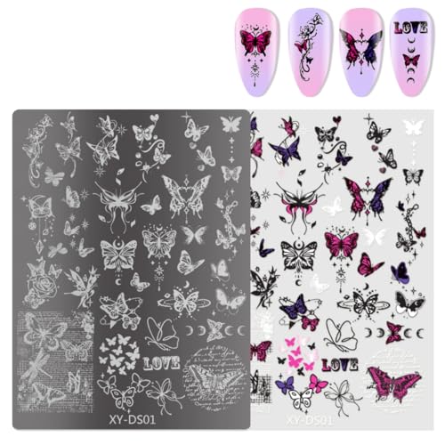 Lines Nails Art Stamping Schablone Blumen Maniküre Vorlage Werkzeug French Tip Nägel Stamping Platten Nägel Kunst Stempel Werkzeug von Fcnjsao