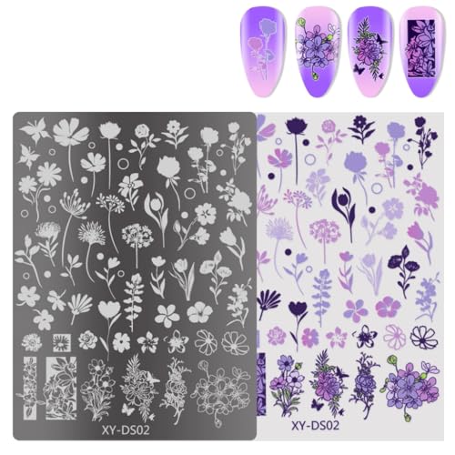 Lines Nails Art Stamping Schablone Blumen Maniküre Vorlage Werkzeug French Tip Nägel Stamping Platten Nägel Kunst Stempel Werkzeug von Fcnjsao