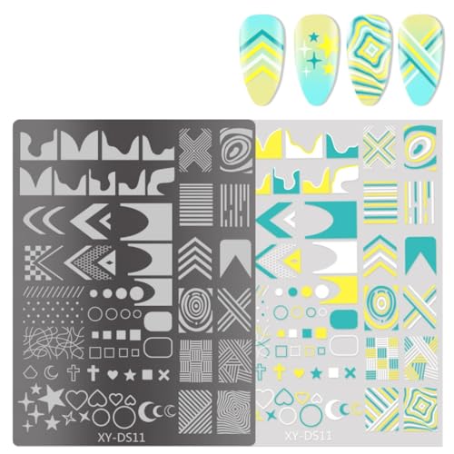 Lines Nails Art Stamping Schablone Blumen Maniküre Vorlage Werkzeug French Tip Nägel Stamping Platten Nägel Kunst Stempel Werkzeug von Fcnjsao