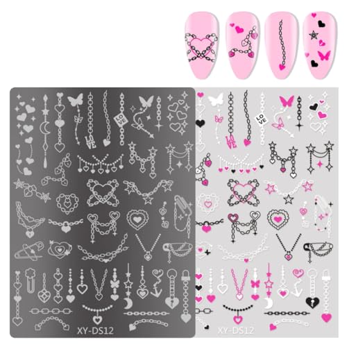 Lines Nails Art Stamping Schablone Blumen Maniküre Vorlage Werkzeug French Tip Nägel Stamping Platten Nägel Kunst Stempel Werkzeug von Fcnjsao