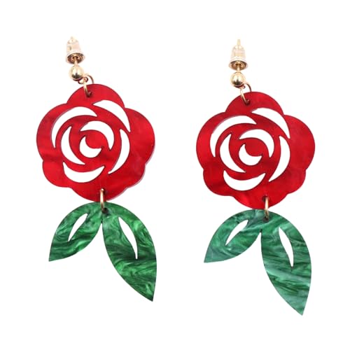 Fcnjsao Modische Rosenohrringe Blütenohrringe Für Frauen Floralförmige Ehrgeiz Accessoire Zarte Rosenblumenohrohrohrstolme von Fcnjsao
