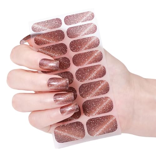 Nagellack Aufkleber Katzenaugen Gele Nagelstreifen Nagellack Wraps Glitzernde Gele Nagelaufkleber Maniküre Aufkleber von Fcnjsao