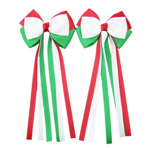 Set Mit 2 Weihnachts Haarschleifen Mädchen Haarspangen Urlaubs Haarschmuck Klassische Schleife Kopfbedeckung von Fcnjsao